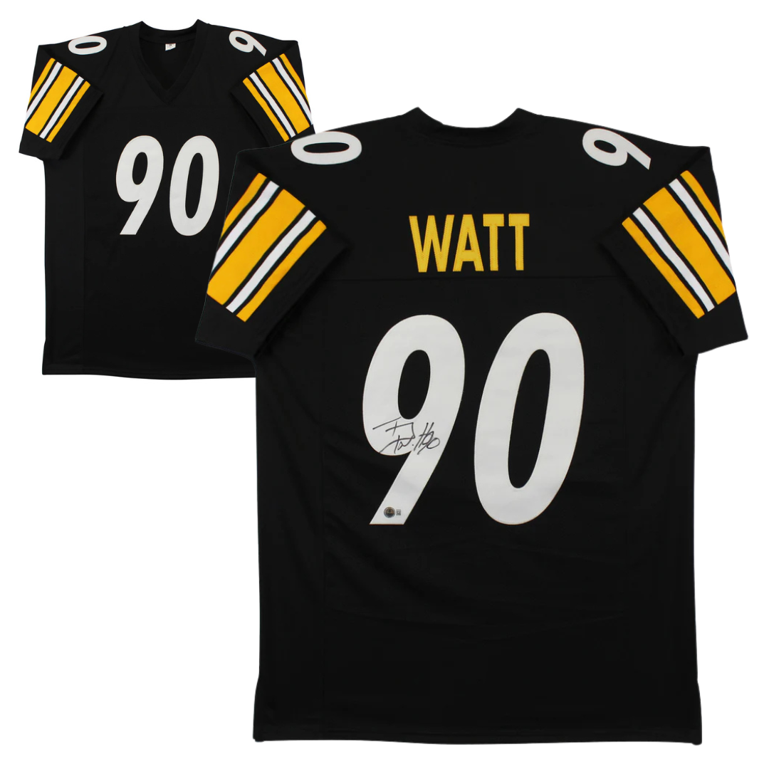 T.J. Watt Signed Black Pro Style Football Jersey with Beckett Witness